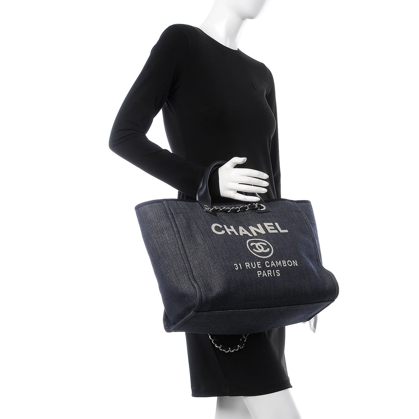 Denim Large Deauville Tote Dark Blue