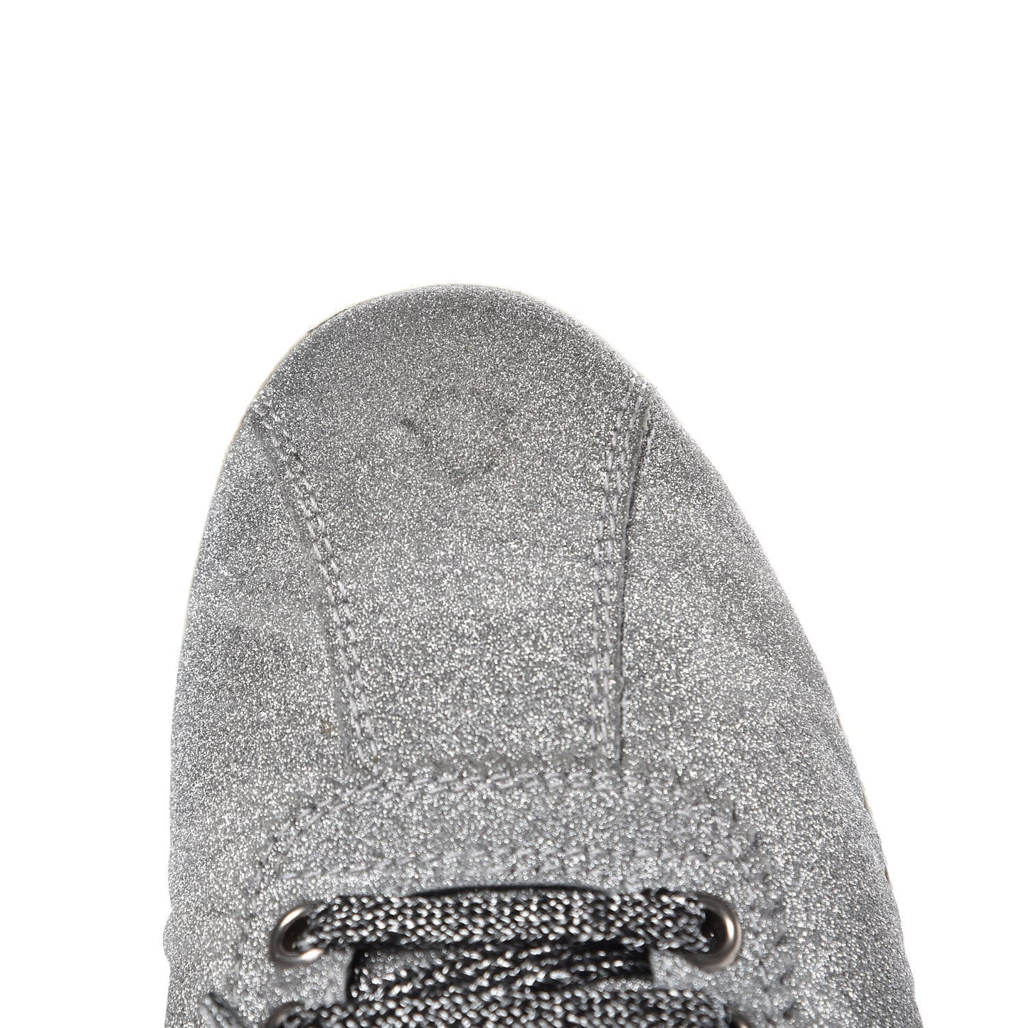 Glitter Fabric Studded Womens Web Sneakers 38.5 Silver