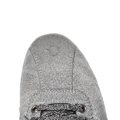 Gucci Glitter Fabric Studded Womens Web Sneakers 38.5 Silver 8 of 13
