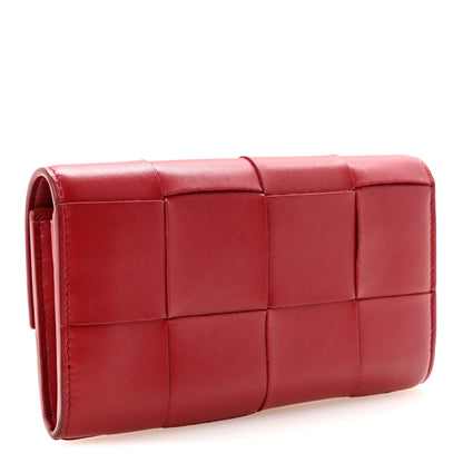 Bottega Veneta Lambskin Maxi Intreccio Cassette Flap Wallet Dark Red 3 of 6