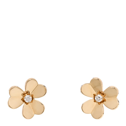 Van Cleef & Arpels 18K Yellow Gold Diamond Small Frivole Earrings 1 of 6