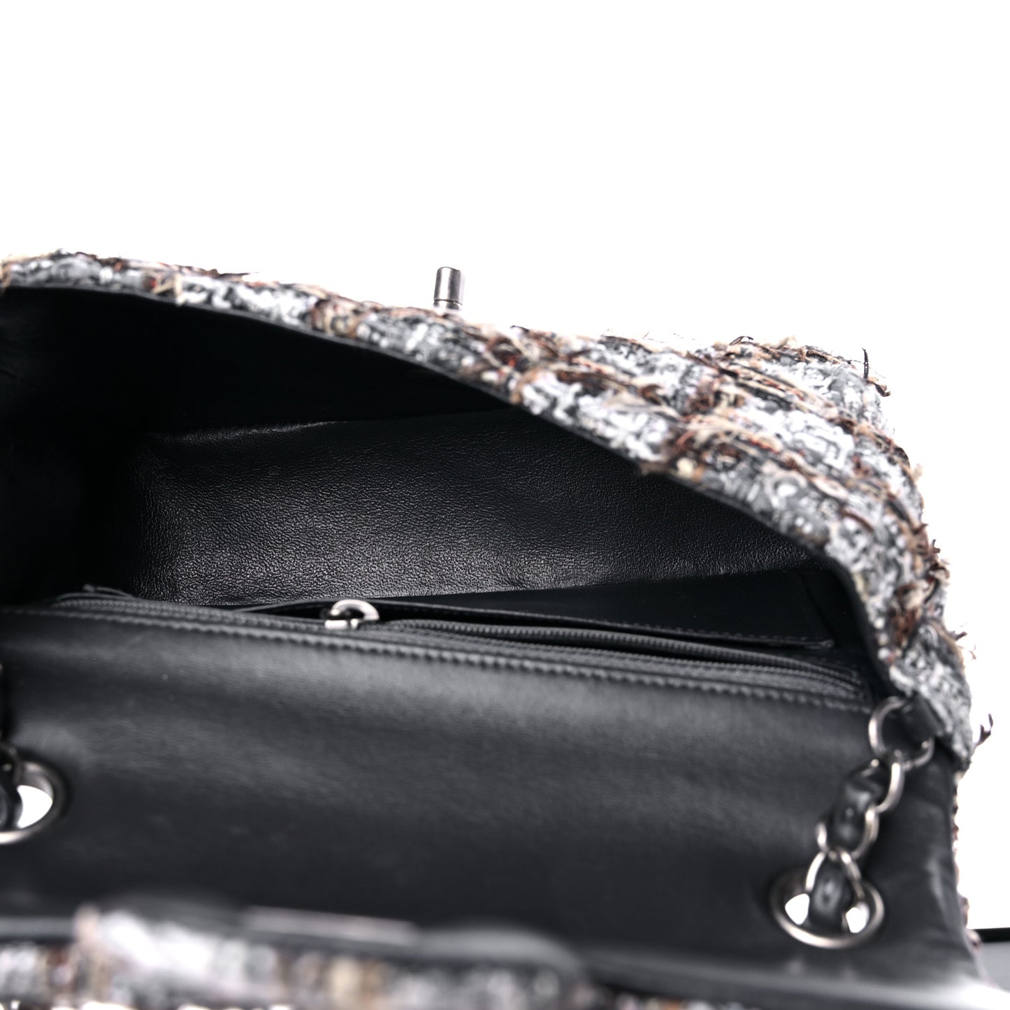 Tweed Quilted Mini Rectangular Flap Brown Black Multicolor