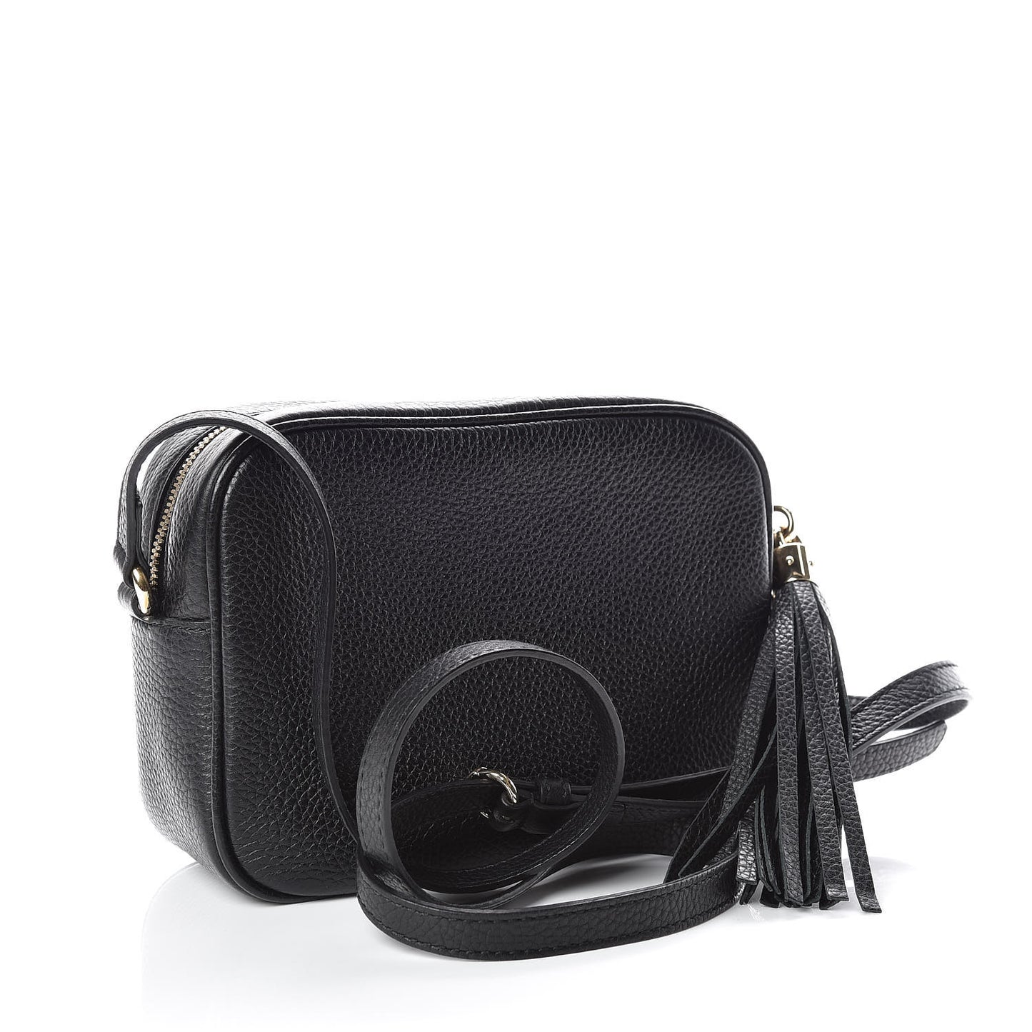 Pebbled Calfskin Small Soho Disco Bag Black