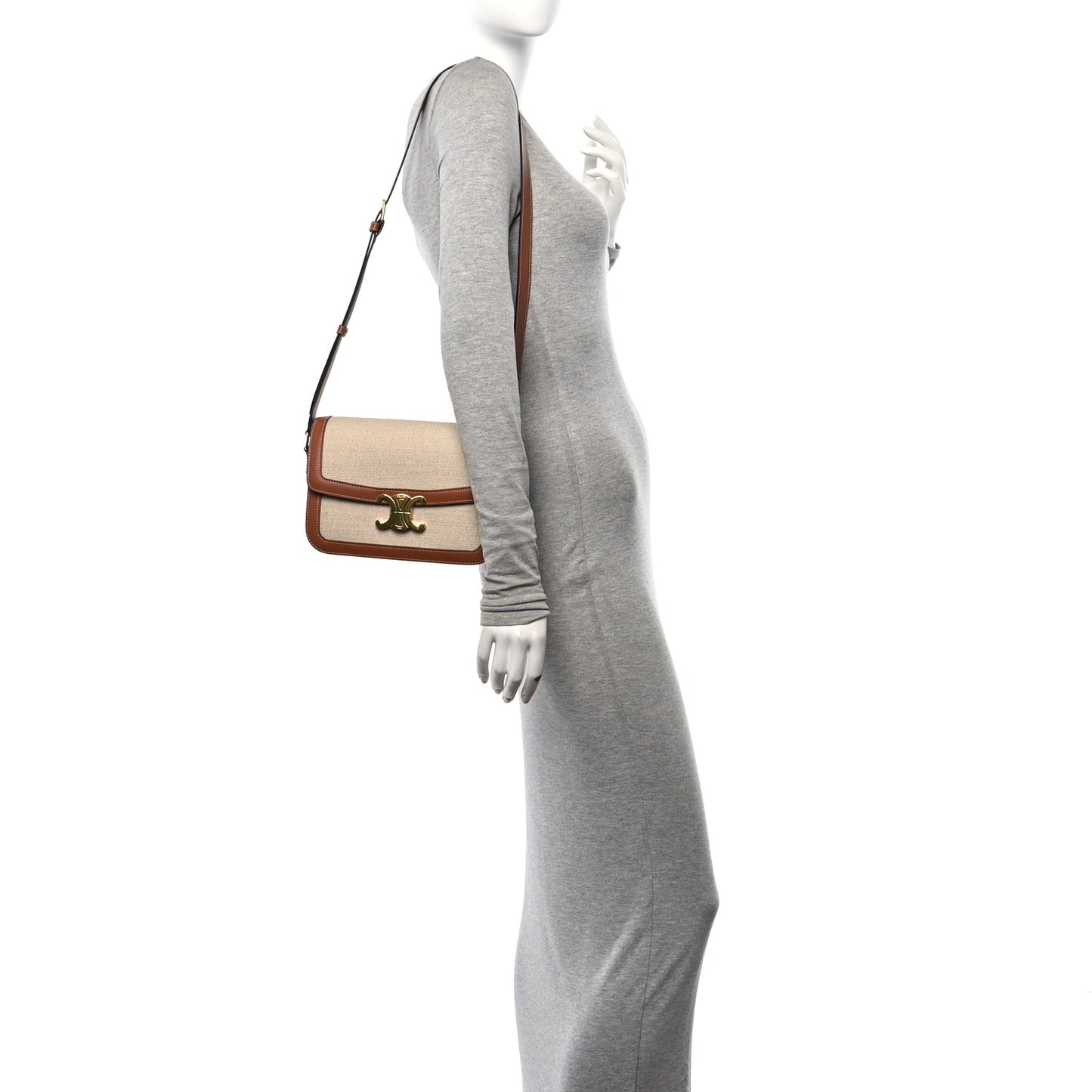 Textile Calfskin Classique Triomphe Bag Natural Tan