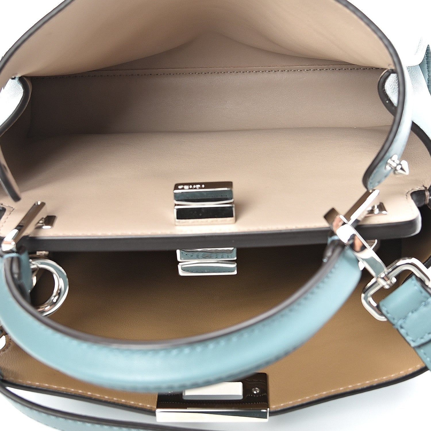 Fendi Vitello Tahiti Burro Bi-Color Medium Peekaboo Iconic Essentially Satchel Pound Sand Nuvola 6 of 11