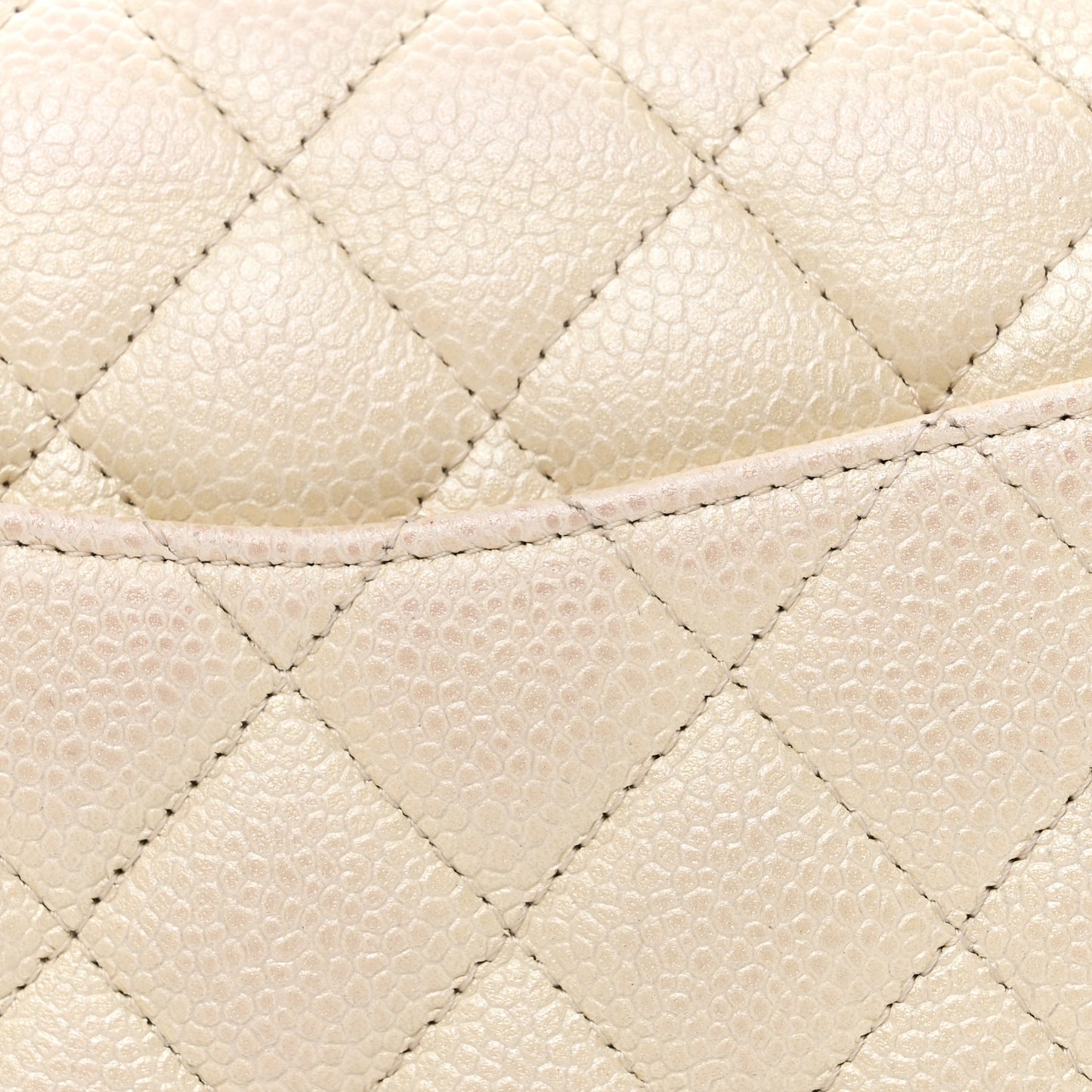 Iridescent Caviar Quilted Medium Double Flap White