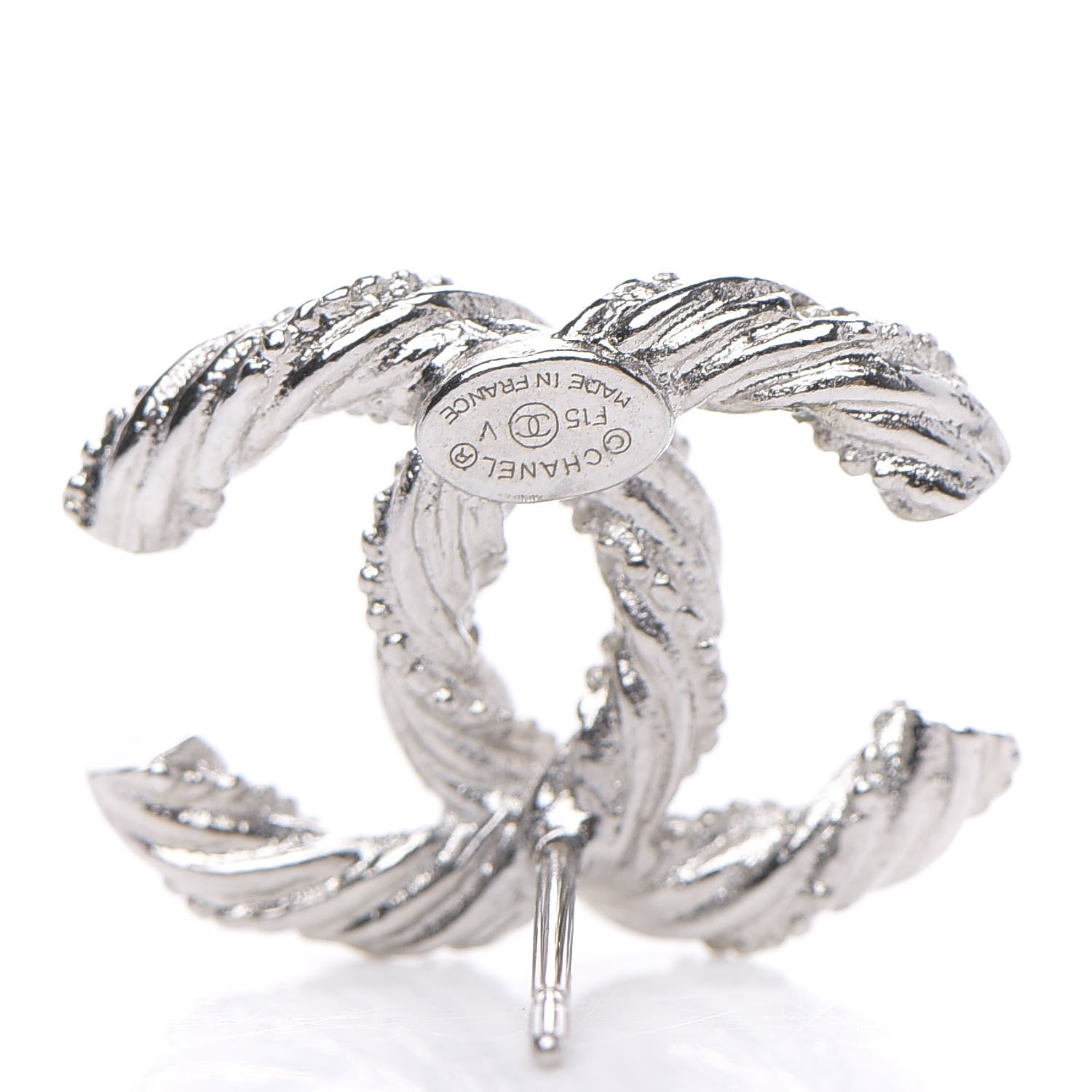 Chanel Crystal Twisted CC Earrings Silver 4 of 4