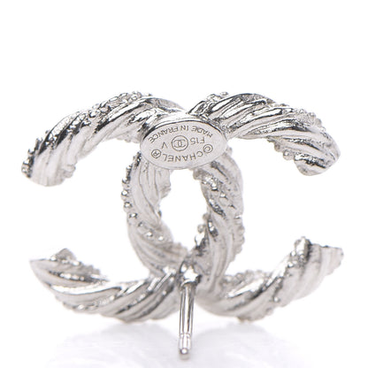 Chanel Crystal Twisted CC Earrings Silver 4 of 4