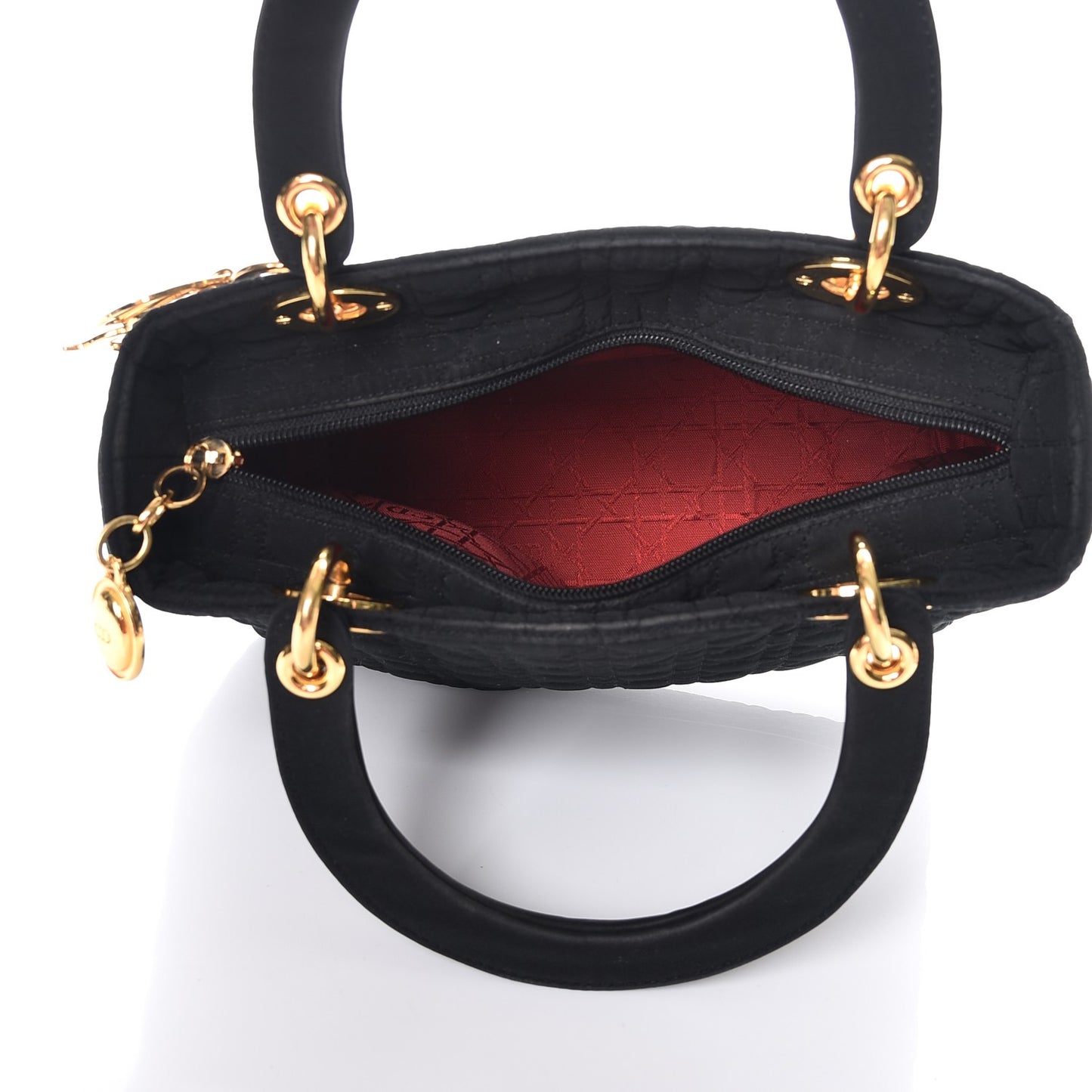 Nylon Cannage Medium Lady Dior Black