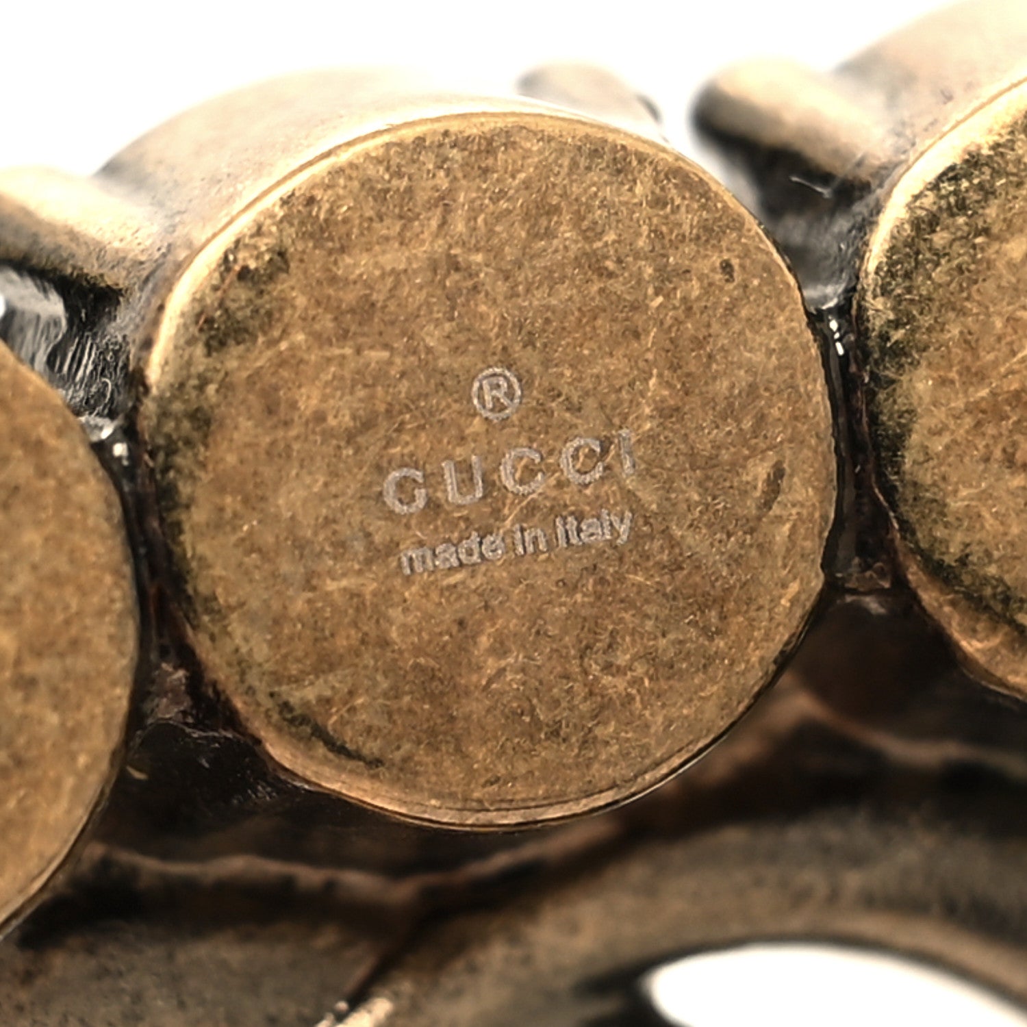 Gucci Metal Crystal Double G Brooch Aged Gold 4 of 4