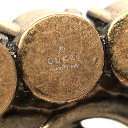 Gucci Metal Crystal Double G Brooch Aged Gold 4 of 4