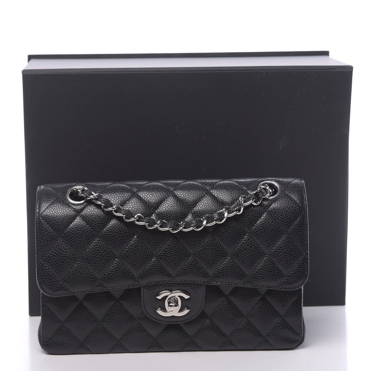 Caviar Quilted Small Double Flap Black