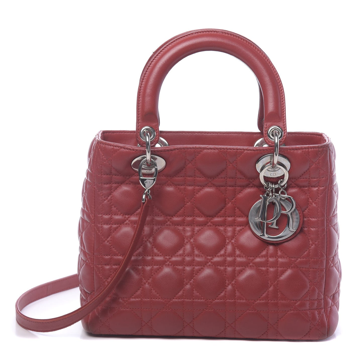 Lambskin Cannage Medium Lady Dior Red
