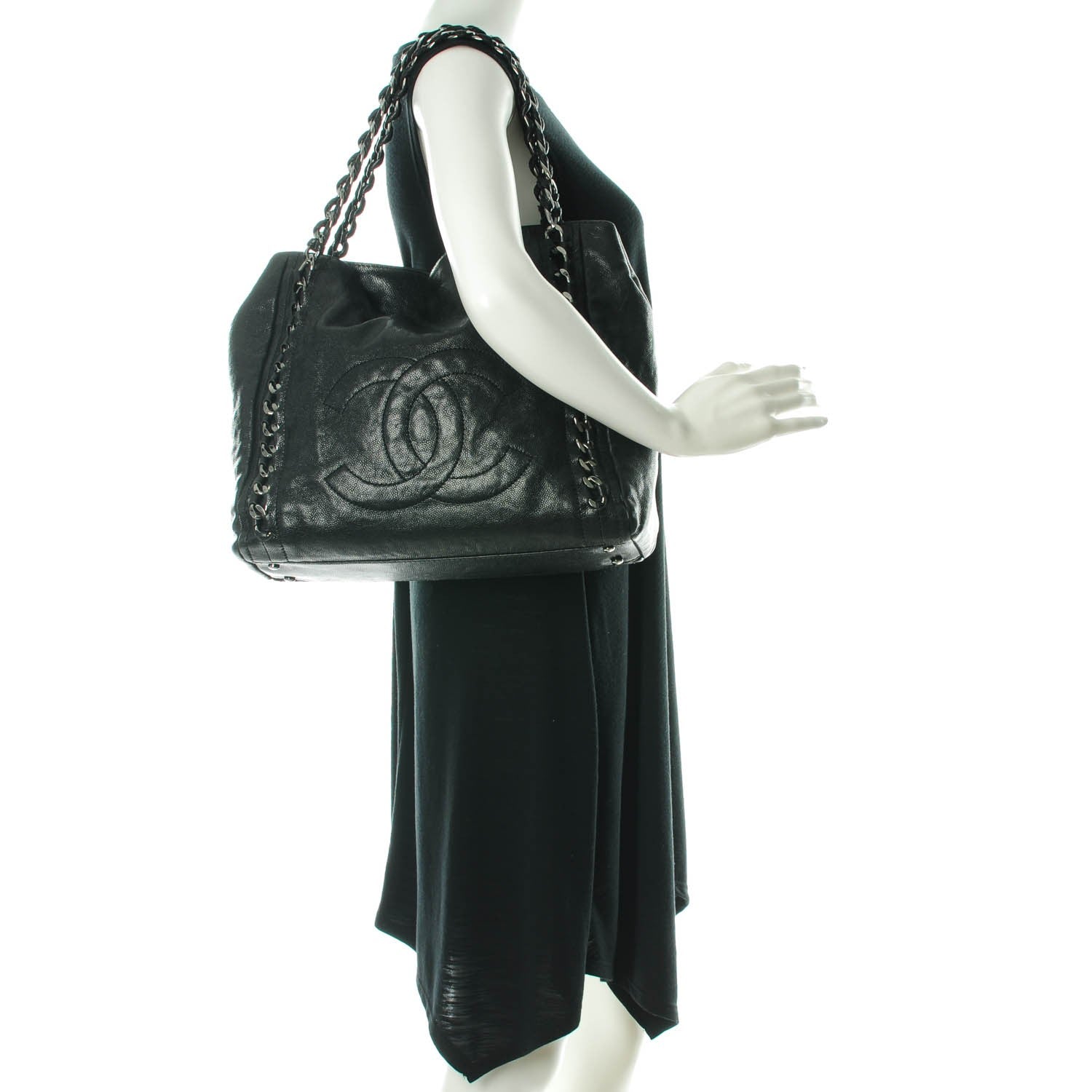 Chanel Glazed Caviar Modern Chain Tote Black 2 of 7
