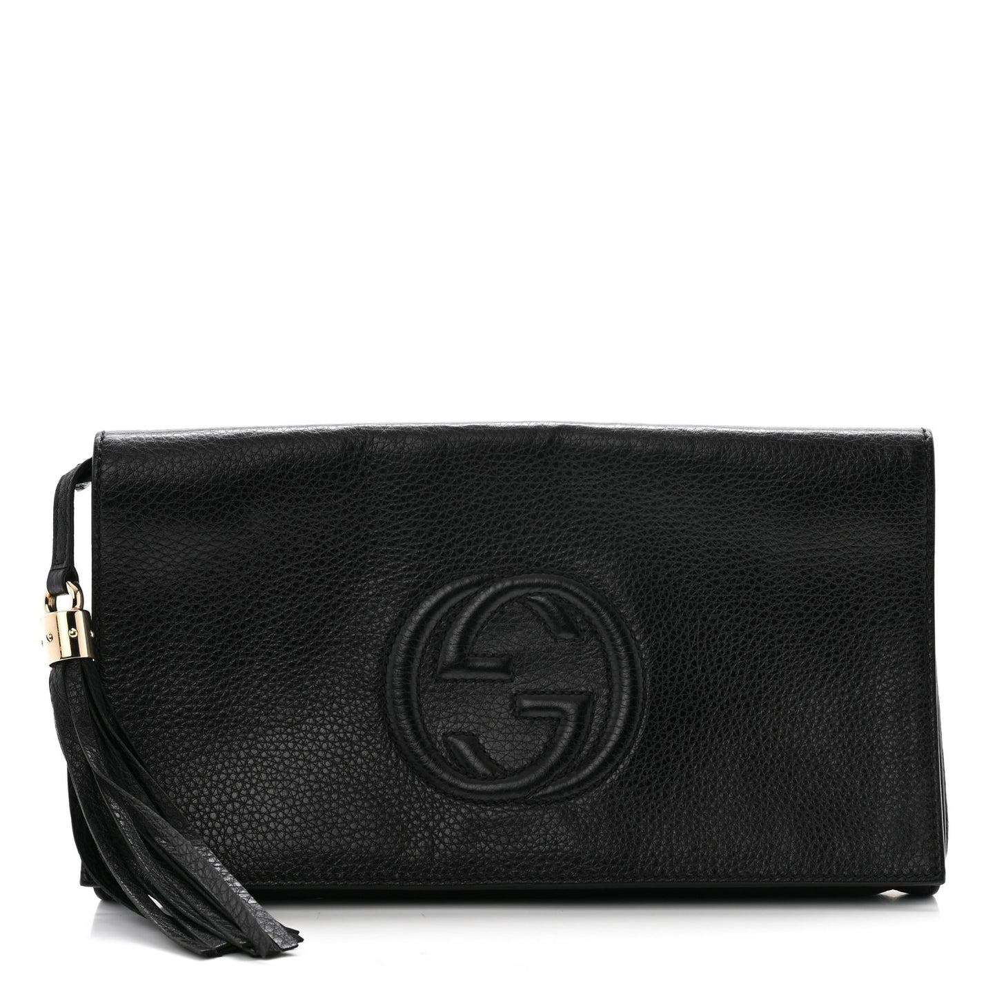 Pebbled Calfskin Medium Soho Clutch Black
