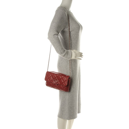 Chanel Calfskin Quilted Double Stitch Hamptons Clutch with Chain Red 2 of 7