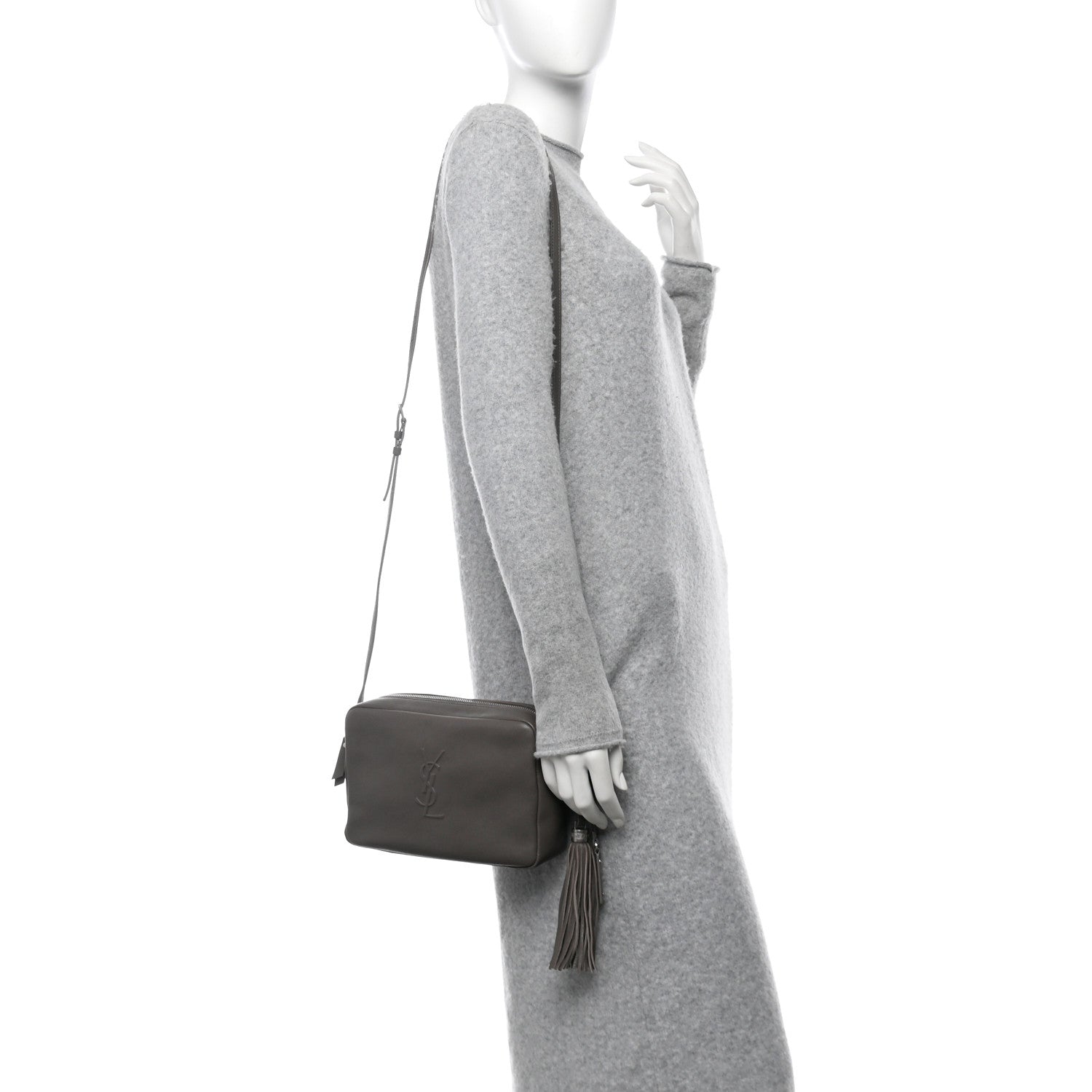 Saint Laurent Lambskin Monogram Small Lou Camera Bag Fog 2 of 9
