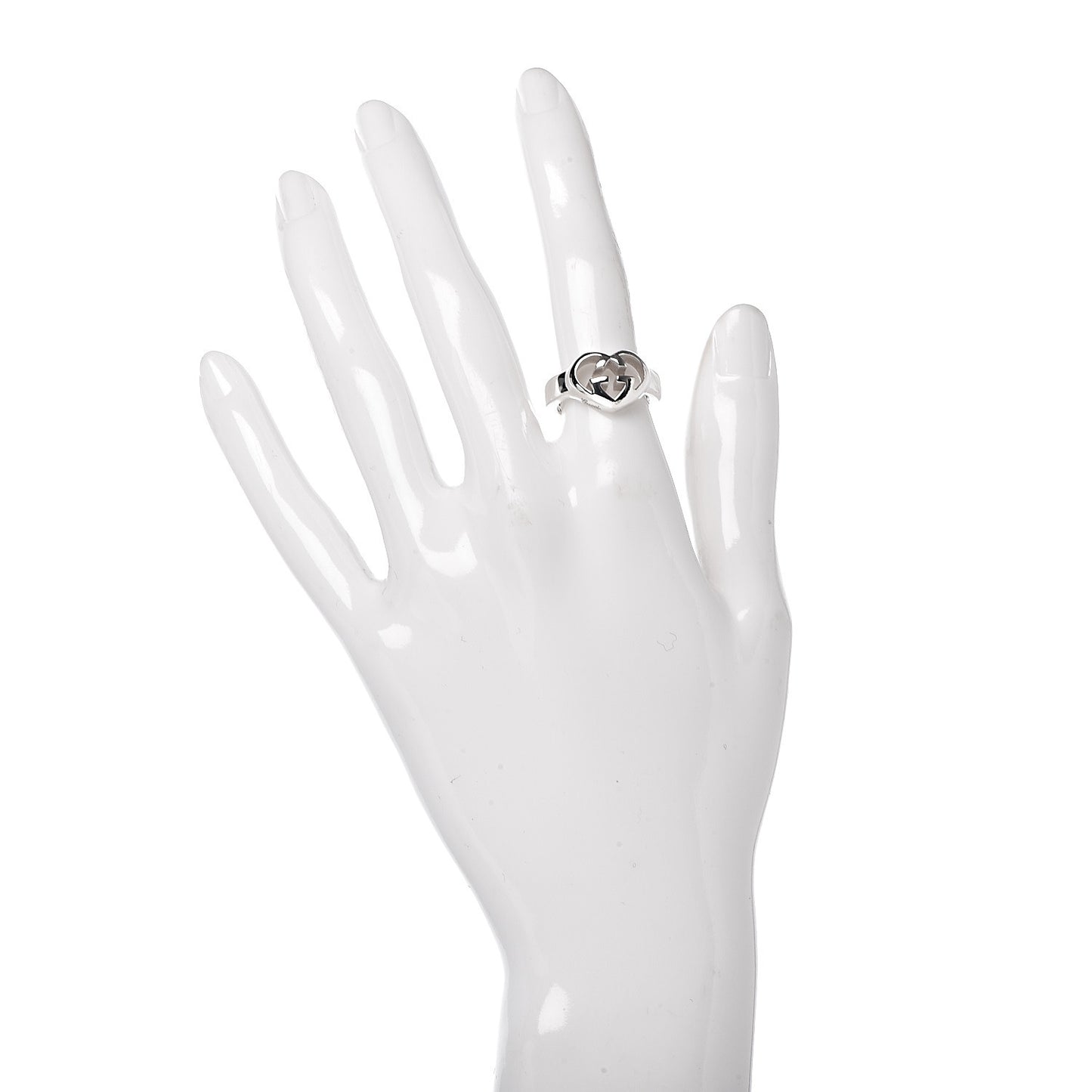 Sterling Silver Britt Interlocking G Heart Ring 50 5.5