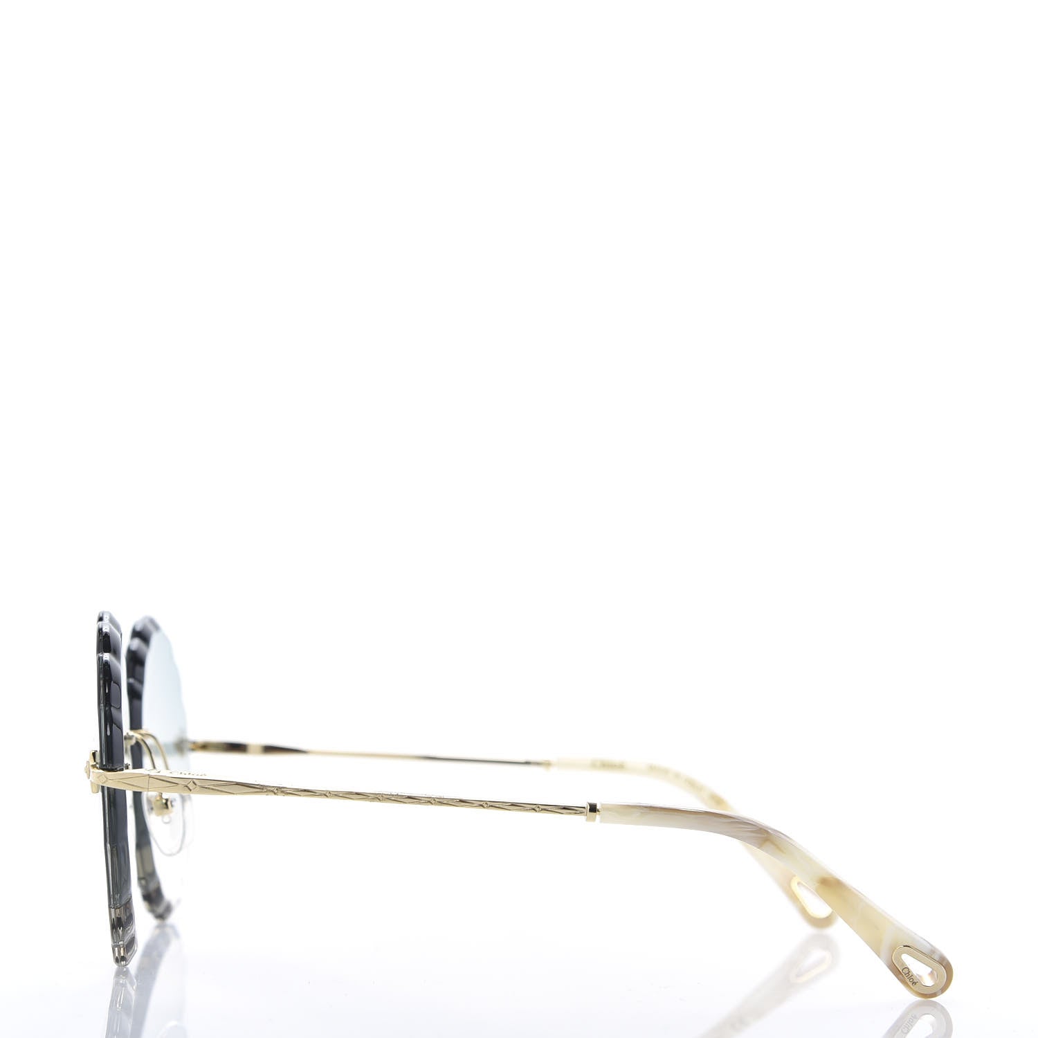 Chloe Rosie Bevelled Round Sunglasses CE142S Gold Gradient Blue 2 of 8