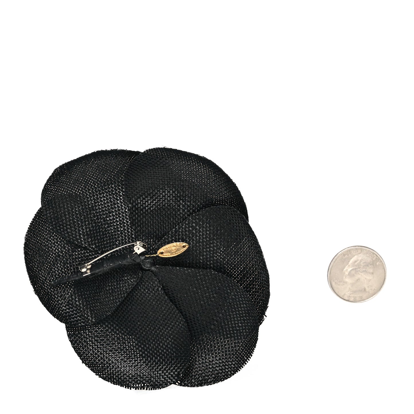 Fabric Camellia Brooch Black