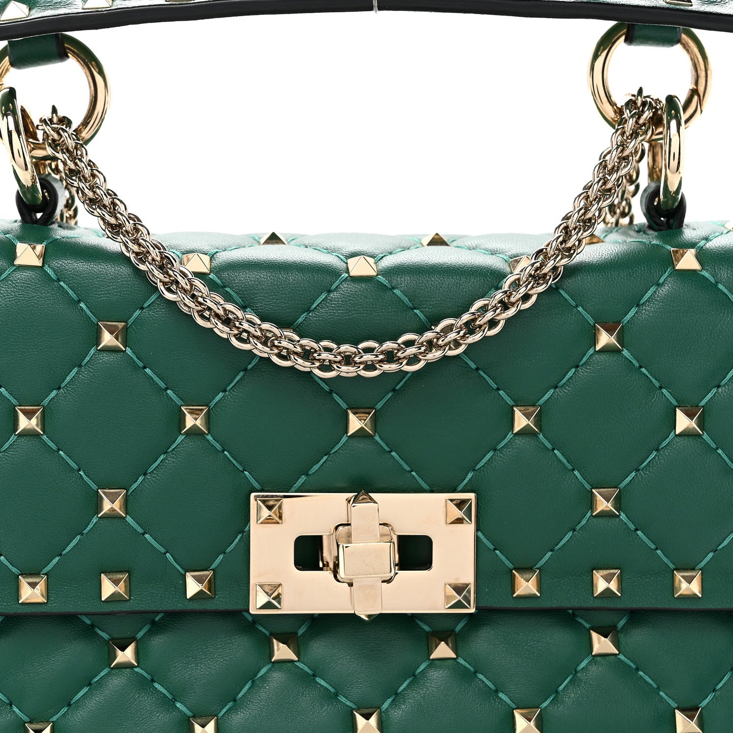 Nappa Small Rockstud Spike Shoulder Bag Gea Green
