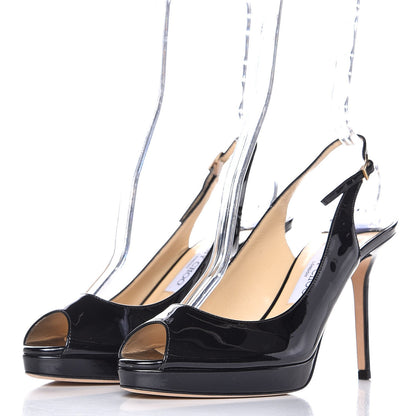 Jimmy Choo Patent Nova Slingback Pumps 38.5 Black 2 of 9