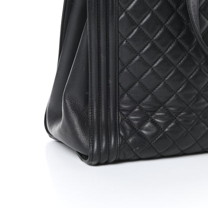 Chanel Lambskin Quilted Boy Shopping Tote Black 21 of 22