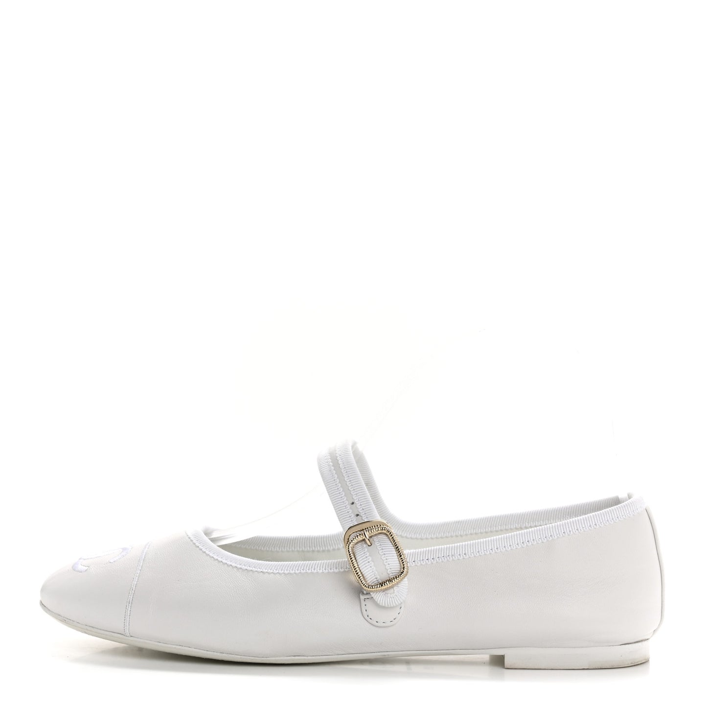 Lambskin Mary Jane Flats 39 White