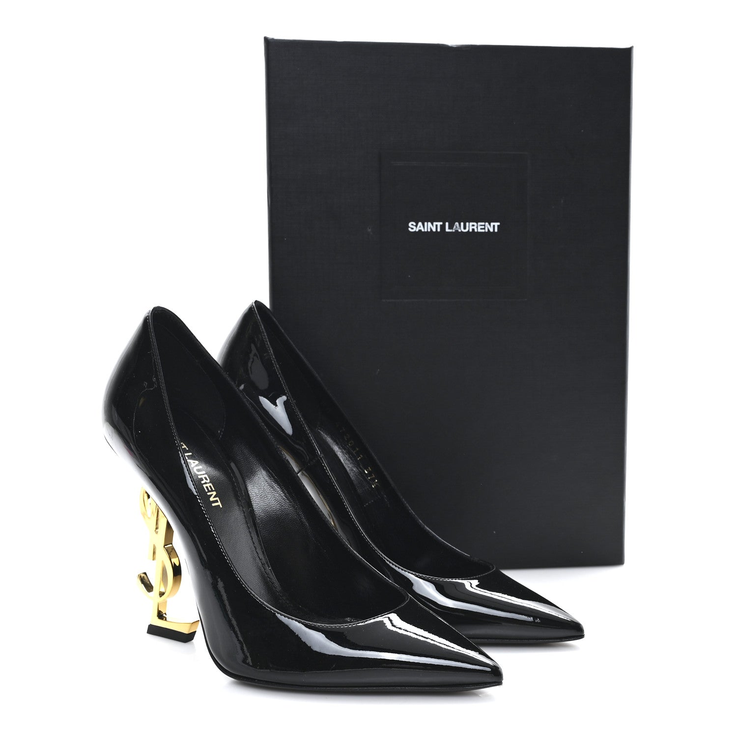 Saint Laurent Vernice Chiffon Opyum 110 Pumps  37.5 Black Gold 10 of 11
