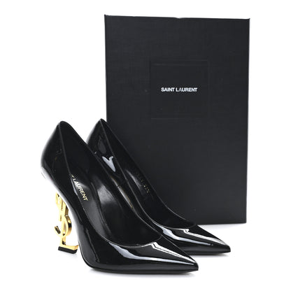 Saint Laurent Vernice Chiffon Opyum 110 Pumps  37.5 Black Gold 10 of 11