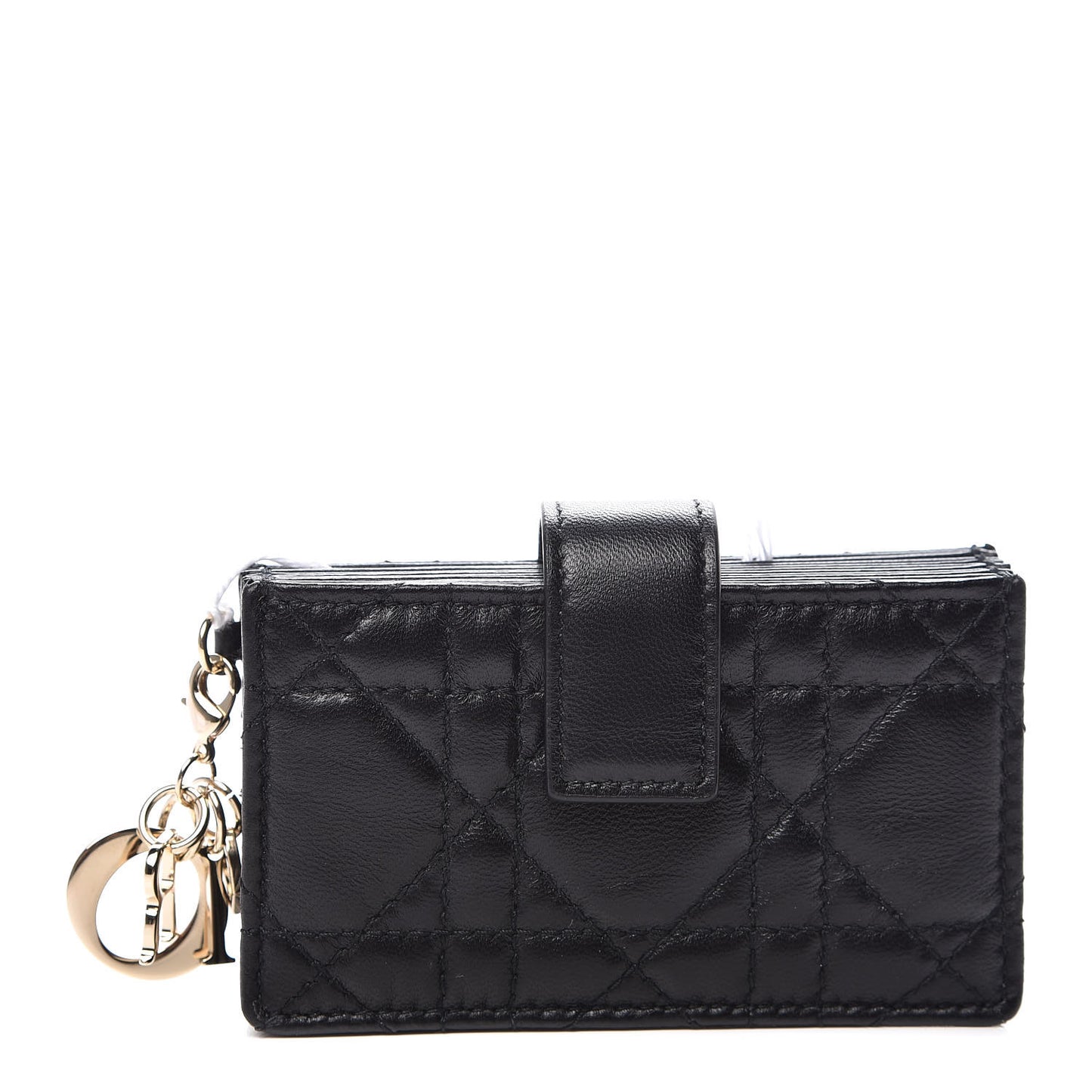 Lambskin Cannage Lady Dior 5-Gusset Card Holder Black