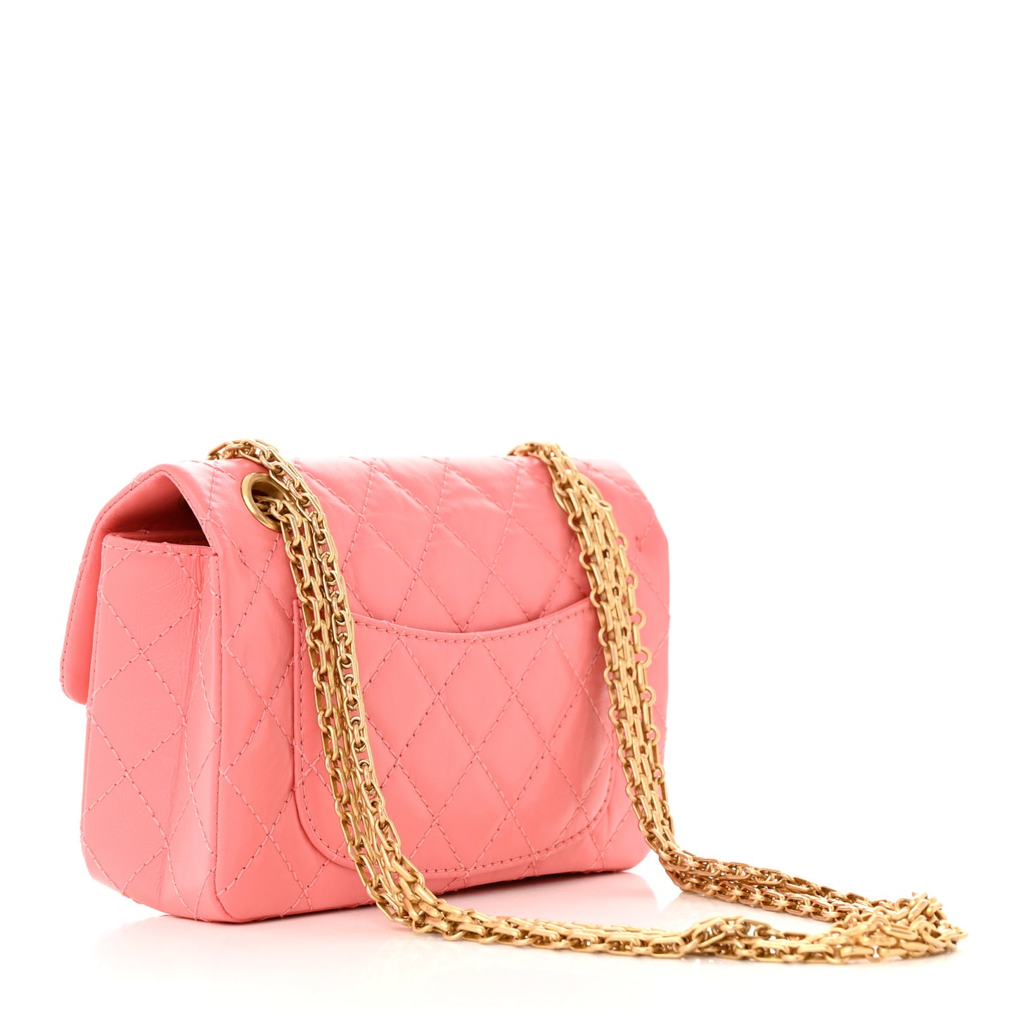 Aged Calfskin Quilted 2.55 Reissue Mini Flap Coral