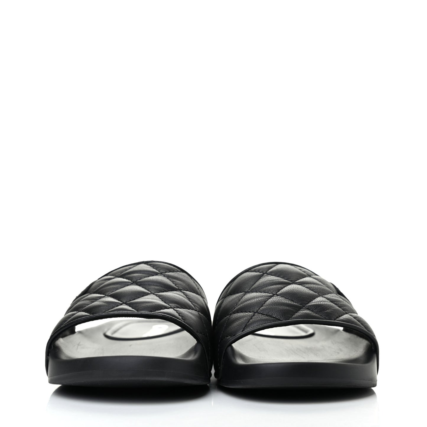 Lambskin Quilted CC Mules Sandals 38 Black