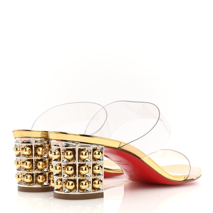 Christian Louboutin PVC Vasa Opticat 55 Slide Sandals 38.5 Gold 4 of 7