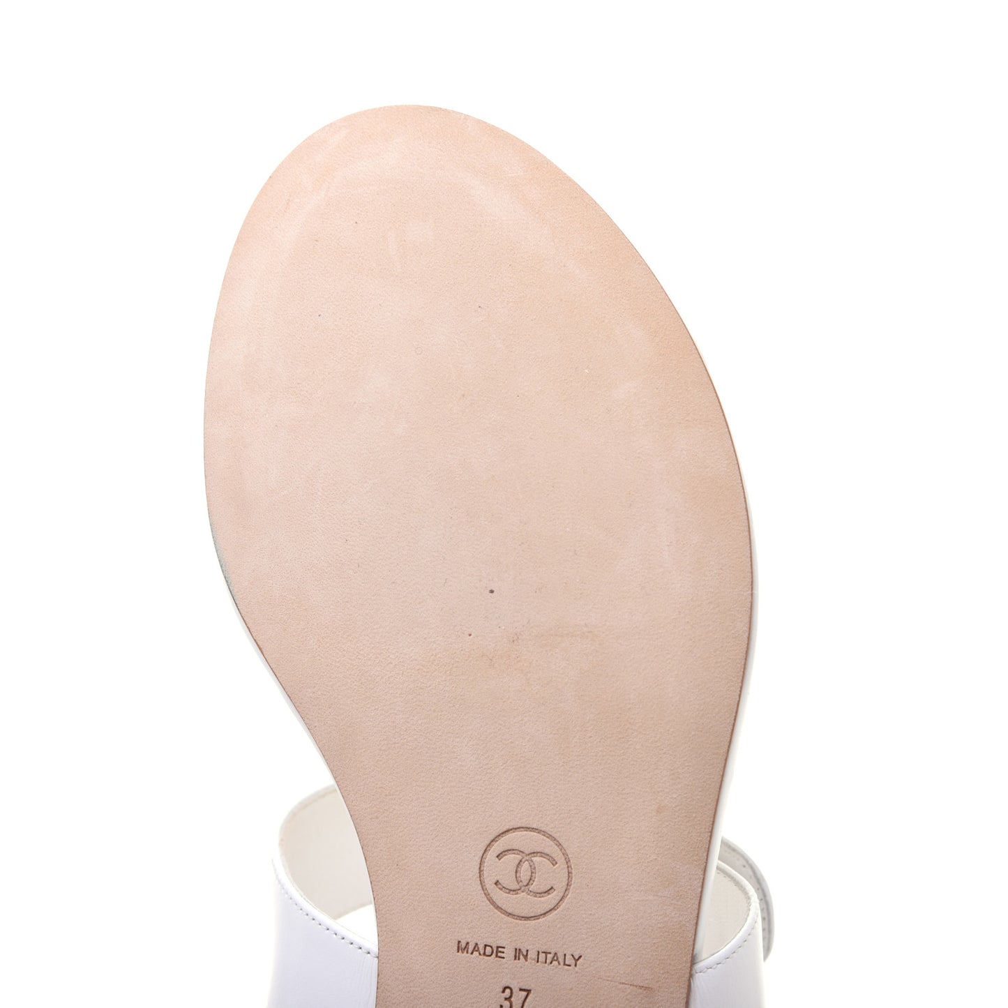 Lambskin CC Thong Sandals 37 White