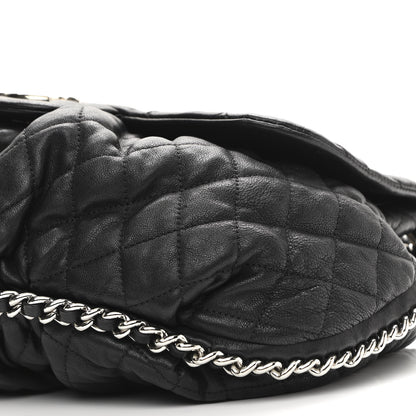 Chanel Washed Lambskin Quilted Large Chain Around Messenger Black 10 of 11