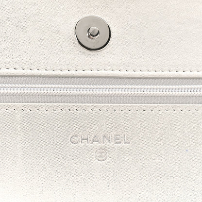 Chanel Metallic Lambskin Star Embossed Wallet On Chain WOC Silver 6 of 10