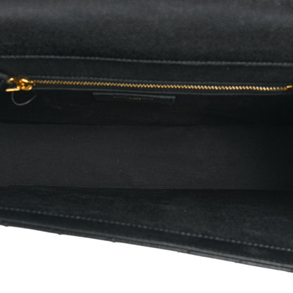 Saint Laurent Grain De Poudre Matelasse Chevron Large Monogram Satchel Black 5 of 16