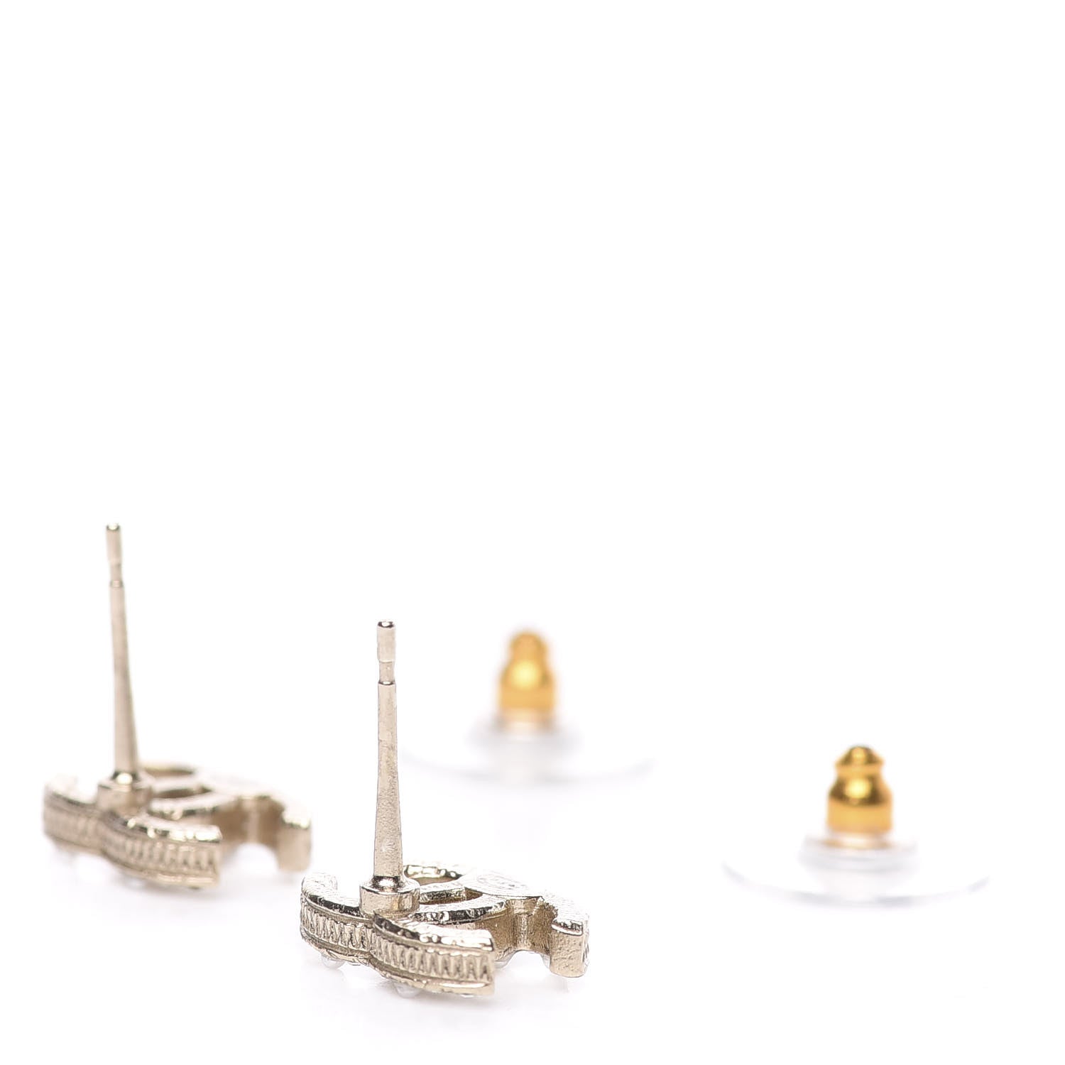 Chanel Crystal Pearl CC Earrings Gold 4 of 5