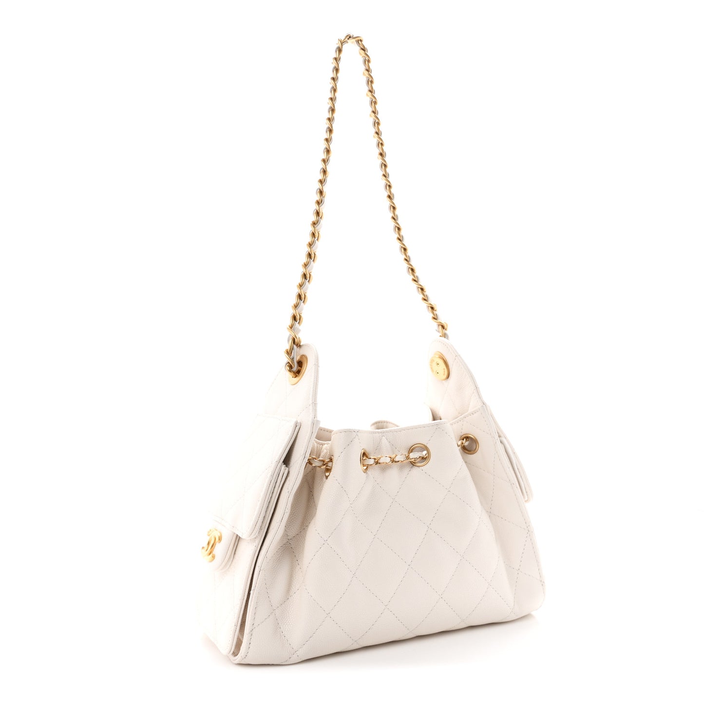 Caviar Quilted Mini Chanel 25 Handbag White