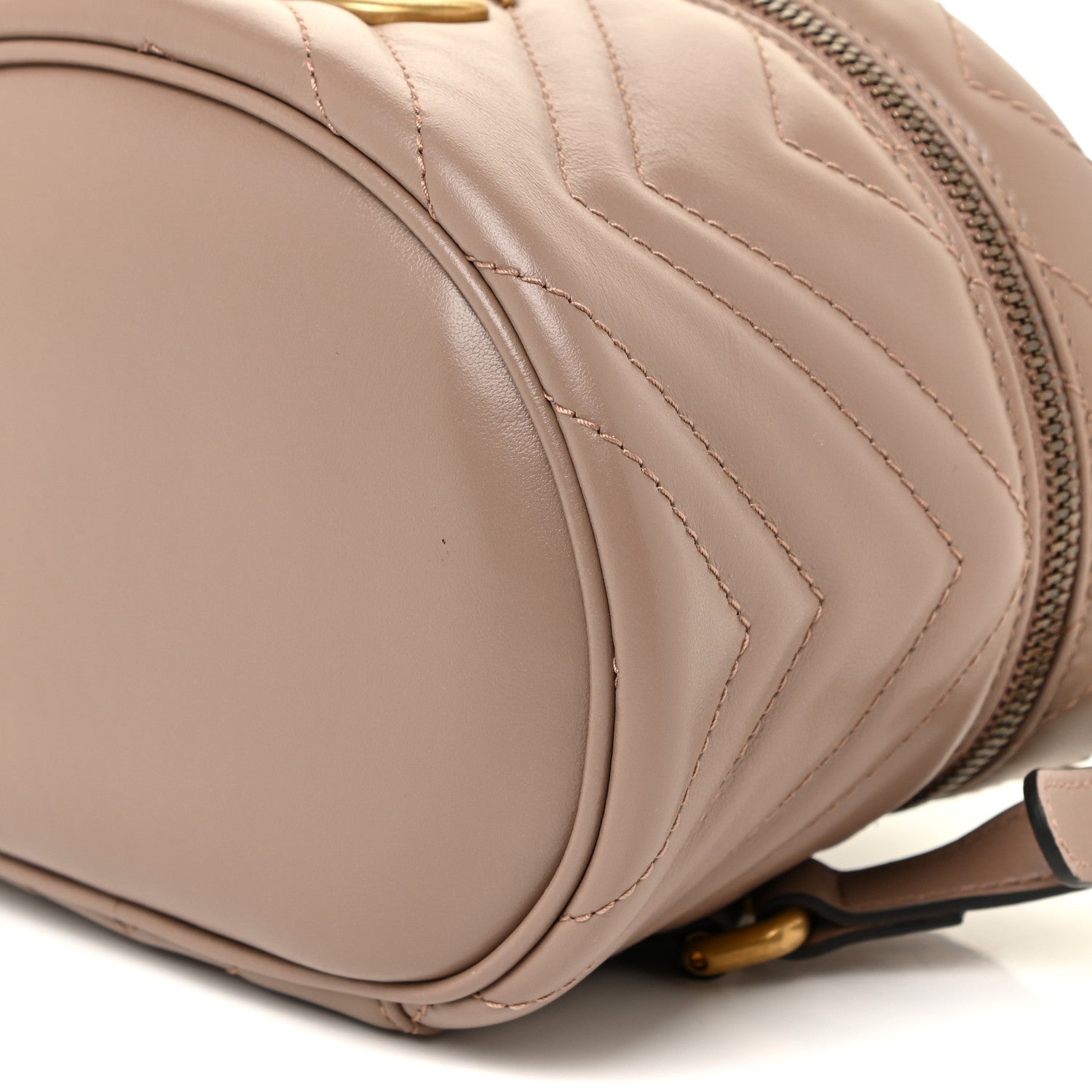 Gucci Calfskin Matelasse Mini GG Marmont Round Backpack Porcelain Rose 10 of 12