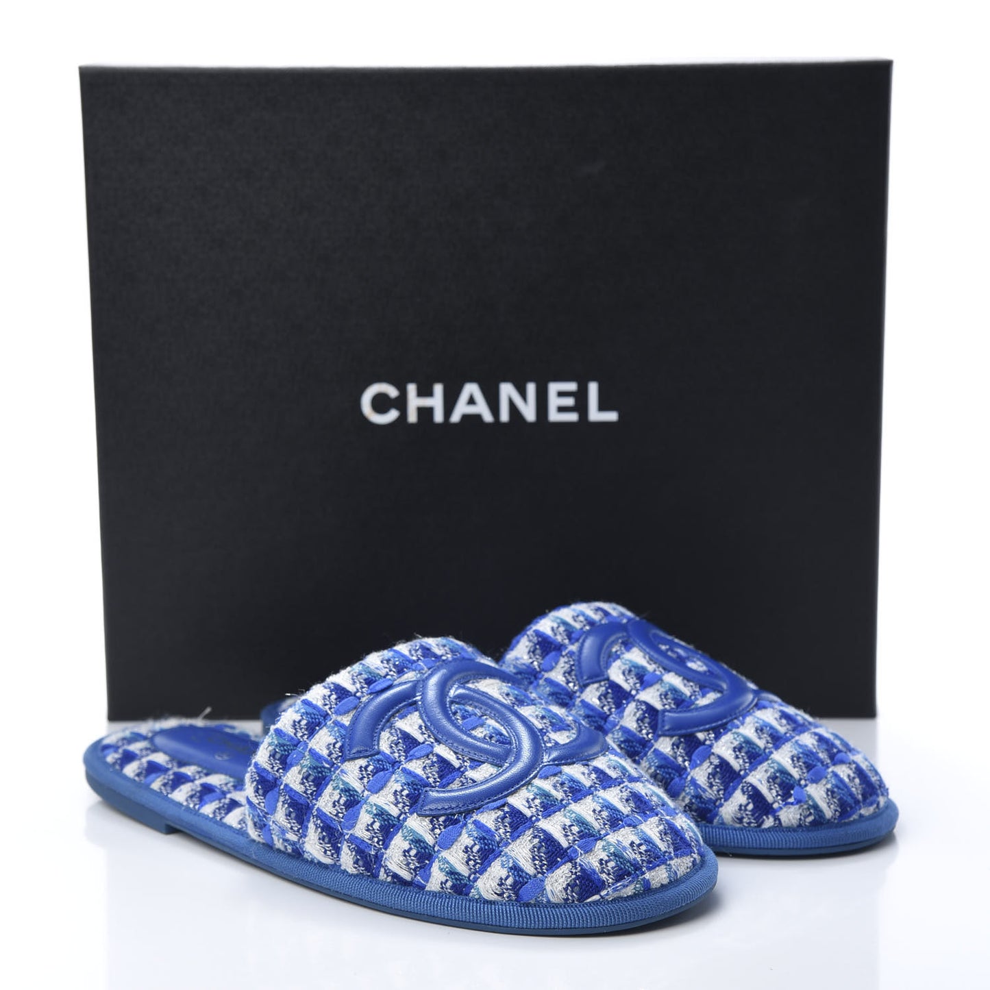 Tweed CC Flat Mules S Blue