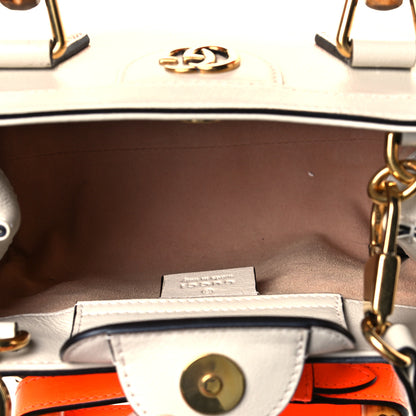 Gucci Wonka Grain Calfskin Mini Diana Tote Bag Mystic White Orange Fluo 4 of 8