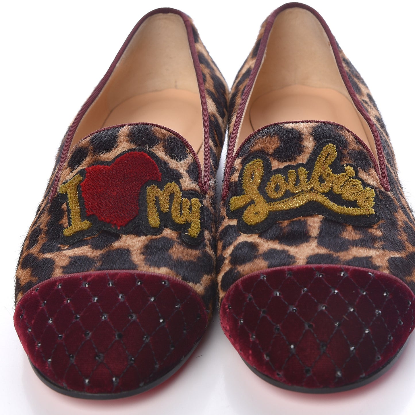 Leopard Print Cap Toe I Love My Loubies Loafers 37 Rouge Imperial