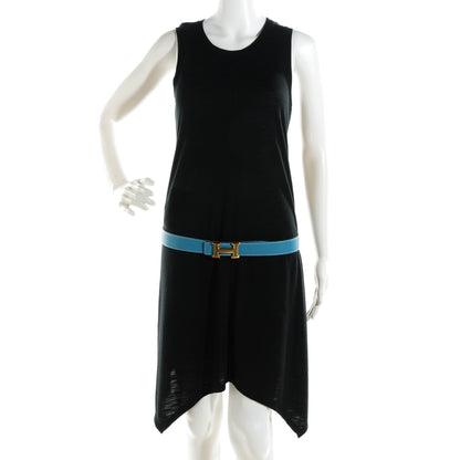 Hermes Togo Box 32mm H Belt 90 Black Blue Jean 2 of 9