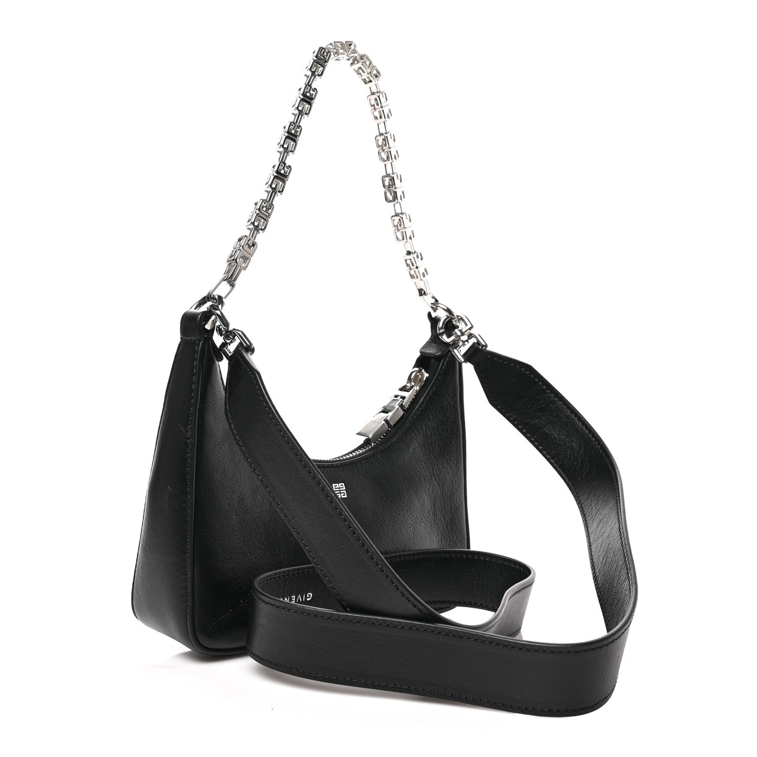 Givenchy Smooth Calfskin Mini Moon Cut Out Shoulder Bag Black 3 of 8