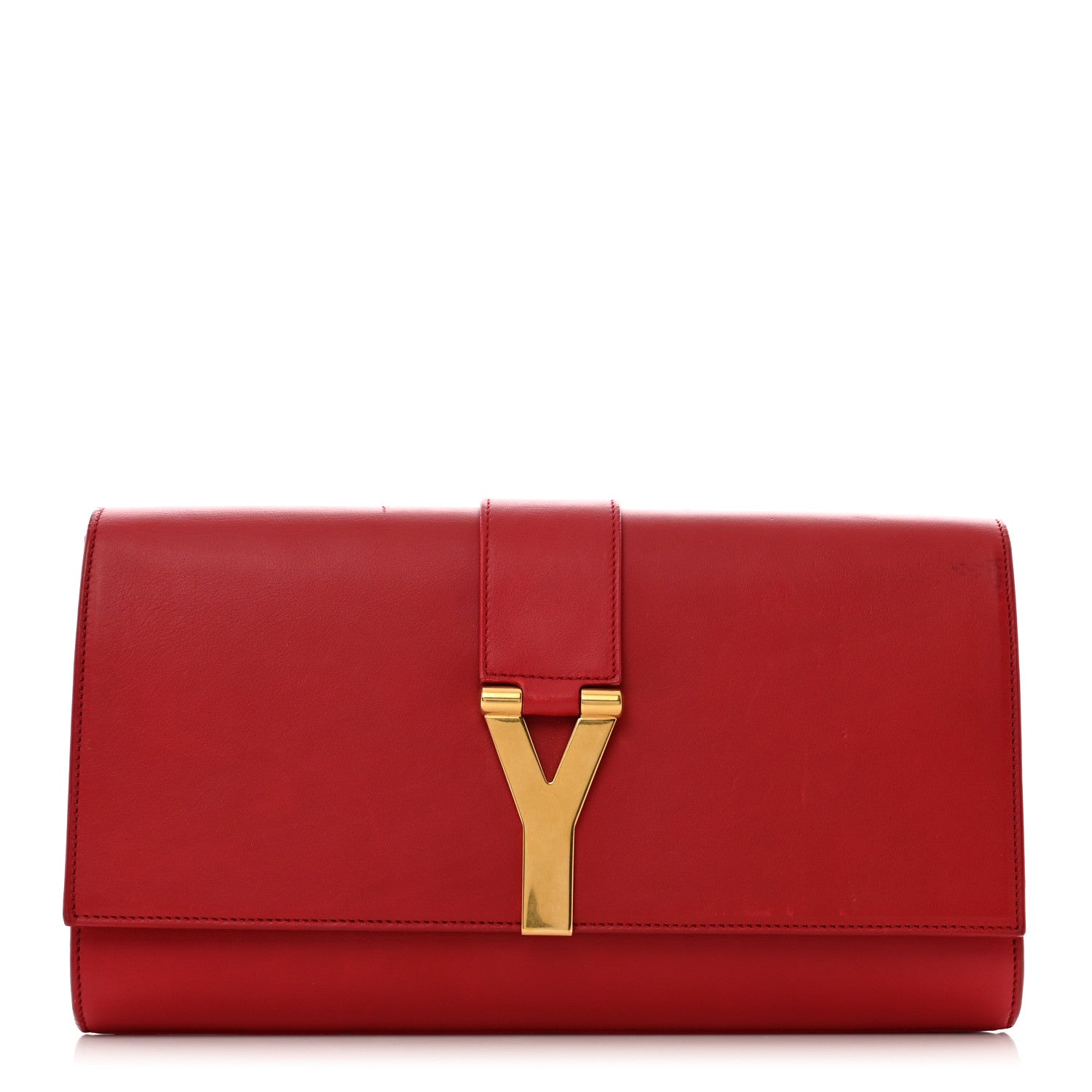 Saint Laurent Calfskin Classic Y Ligne Clutch Red 1 of 8