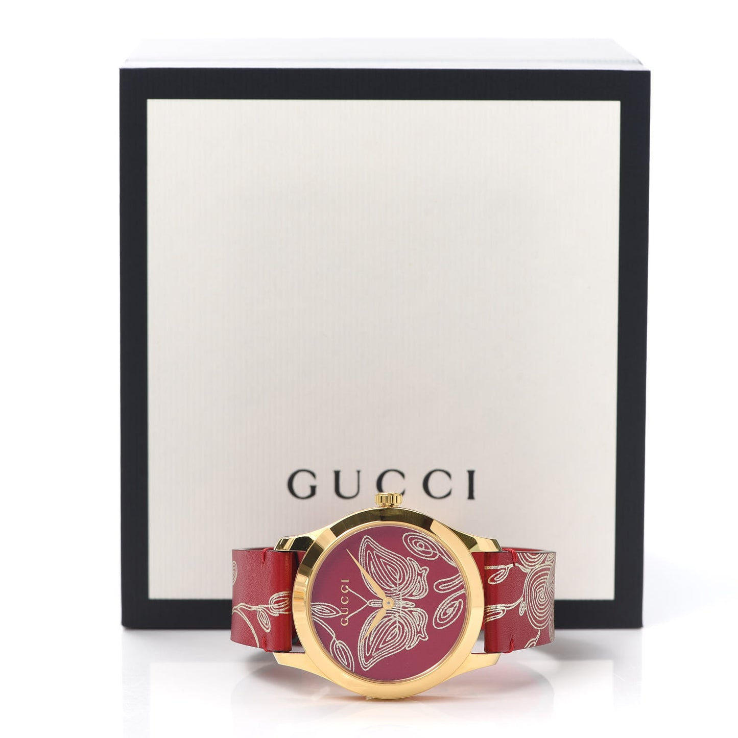Stainless Steel Calfskin 38mm G-Timeless Butterfly Quartz Watch Red