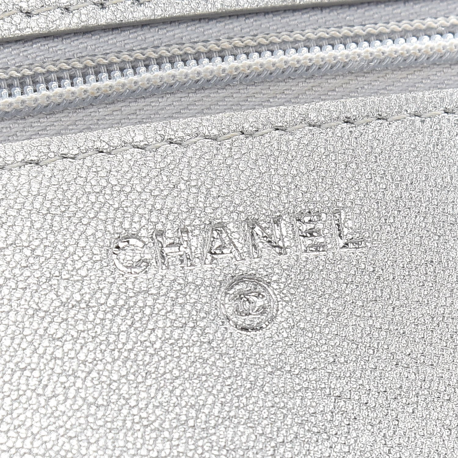 Chanel Metallic Lambskin Quilted Wallet On Chain WOC Silver 5 of 13