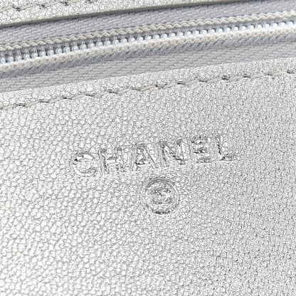Chanel Metallic Lambskin Quilted Wallet On Chain WOC Silver 5 of 13